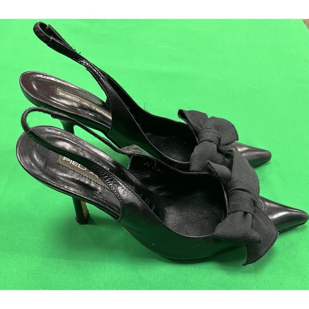 VTG Sexy/Classy Pied A Terre Black Heel Slingback Size 37/6.5